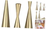 Brass Taper Candlestick Holders Metal Candle Holders Set of 3 Aluminum Gold