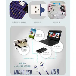 E-Books Mirco USB 傳輸線/X4/2m 黑/紫 手機配件 充電傳輸線 3C周邊｜史泰博