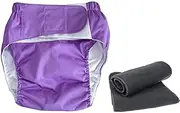 Reusable Adult Diapers with 2 PCS Inserts Liners,Washable Adjustable Reusable Diaper for Incontinence,Postoperative Patients Easy to Use (Color : Purple)
