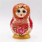 Matryoshka Russian Nesting Dolls 10-Layer Nesting Dolls Baking Varnish Wooden Creativity Educational Toy Matryoshka Birthday Cute and Fun Gift (Color : Red)