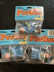 Vintage Lot (3) NIP 1980 Wilton Thanksgiving Pilgrim Boy Girl Two Piece Cake Top
