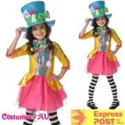 Girls Mad Hatter Alice In WONDERLAND DELUXE COSTUME Child BOOK WEEK Fancy Dress