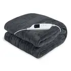 Laura Hill Heated Electric Blanket Throw Rug Coral Warm Fleece Winter Grey