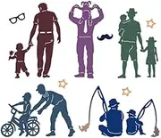DELORIGIN 2 Sets Father and Child Cutting Dies 6 Styles Card Borders Stitch Die Cut Sewing Carbon Steel Die Cuts Stencils Card Making Scrapbooking Embossingb Template Dies for Father's Day Craft