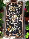 Black Marble Dining Table Handmade Arts Inlay Floral Work Console Bar Furniture