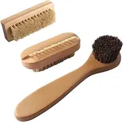 COLLBATH 3pcs Handwashing Brush Set Wooden Pig Bristle Nail Brush for Dust Kitchen Cleaning