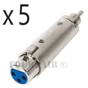 5 Pack - 3-Pin XLR Female to RCA Male Plug Audio Cable Microphone Mic Adapter
