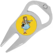 Dorothy and Toto on Yellow Golf Ball Marker Divot Repair Tool Bottle Opener