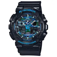 在飛比找PChome24h購物優惠-G-SHOCK 搶眼造型藍x黑酷炫配色腕錶GA-100CB-