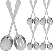 iplusmile Serving Utensils Set 10-Piece Stainless Steel Spoons Slotted Serving Spoons Perfect for Buffets Catering and Home Dining