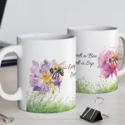 Watercolor Bees Mug, Coffee Mug, Tea Cup, Insect Lover Gift, Nature Inspired Mug