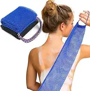 African Net Sponge, 2 Pcs African Exfoliating Net Washcloth, African Bath Sponge, Long African Body Scrubber Towel Clean for Shower(Black & Blue)