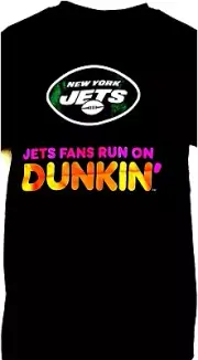 UNISEX DUNKIN NFL NY JETS T-Shirt - Pure Cotton 100% SM-2XL FREE SHIPPING!!