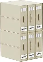 6 Pack Bed Sheet organiser and Storage, Foldable Bedsheet Organizer for Linen Closet, Sheet Set Organiser with Window XL (Queen & King Size) Organizing Bedding Container Box, Beige
