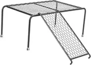 Happyyami 1 Set Metal Chicken Jumping Table with Ladder Durable Iron Feeding Platform for Chicken Coop Fun Exercise to Enhance Balance and Space Utilization