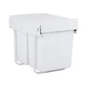 2x20L Pull Out Bin - White Rubbish Bin Kitchen Tidy