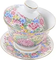 CONGARTENO 1Set Ceramic Chinese Traditional Tea Bowl with Lid Delicate Teacups for Oolong Tea for Home Office Brewing