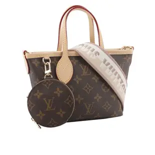 LV 新款 Monogram Neverfull BB 迷你二用托特包(米色背帶) M46705