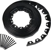 Worth Garden 30 ft. No Dig Landscape Edging (50PCS Spikes Included) Black Plastic Edging Roll Kit - 1.5'' Height Edge for Garden Lawn Border Driveway Path Divider - Easy to Install
