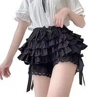 [Generic] Womens Ruffle Lolita Pumpkin Shorts Girl Kawaii Bloomers Maid Security Short Pants Elastic Waist Lolita Under Dresses Shorts