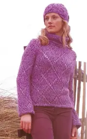 Kim Hargreaves Tidal Wave Sweater/Cool Hat Kit in Rowan Plaid 164 Sea Thistle