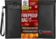 Fireproof Document Bag (14.5 X 11.5 Inch), 6400℉ Fireproof Money Bag with Zipper