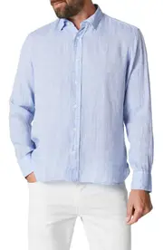 34 Heritage Solid Linen Chambray Button-Up Shirt in Hawaiian Ocean at Nordstrom, Size Large