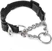 Mighty Paw Martingale Training Collar, Limited Cinch Chain, Black, Small, Dog, Nylon, Reflective Stitching, Small Breed