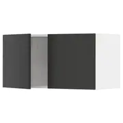 METOD wall cabinet with 2 doors, white/Nickebo matt anthracite, 80x37x40 cm