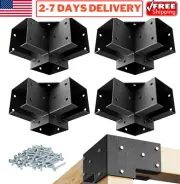 Steel Pergola Kit Corner Brackets 3-Way 4"x4" DIY Woodworks Wood Post 90° Angles