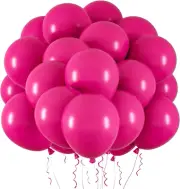 62Pcs Hot Pink Party Balloons Kit,12Inch Hot Pink Latex Balloons with Ribbon for