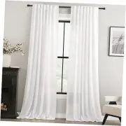 Curtains 102 inches Long 2 Panels Back Tab Light 52"W x 102"L (Pack of 2) White