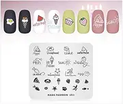 Nail Stamping Plate Fashion Food Fruit Summer Cake Fish Ice Cream Theme Multi-Pattern Stamp Print Image Stamp Template Nail Art for Nail Design