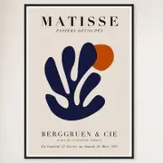 Galrie Elegant Papiers Découpés Matisse Print Navy Blue Coral for Sophisticated Décor, Black Frame, A0 84 x 119cm (33 x 47inch)
