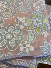 Vtg Flocked Fabric Pink Sheer Flower Power Voile Chiffon Style BTY 3avail 45"W