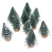 10 Pcs Miniature Pine Tree Christmas for Crafts Xmas Party Snow Effect Trees