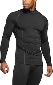 [TSLA] Men's Thermal Long Sleeve Compression Shirts, Mock Neck Winter Sports Running Base Layer Top TM, YUT56-KCH_Medium