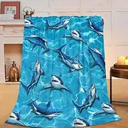 [Xiilo] Shark Blanket Ocean Fleece Throw Blanket Super Soft Warm Cozy Fuzzy Plush Shark Blanket Gifts for Girls Boys Kids Room Decor 40"X50"