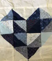 HANDMADE QUILT TOP “A COUNTRY HEART QUILT” PATTERN UNFINISHED BLUE & CREAM 87x74