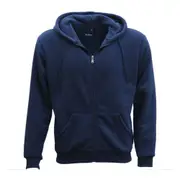 Adult Unisex Zip Plain Fleece Hoodie Hooded Jacket Mens Sweatshirt Jumper XS-6XL - Navy