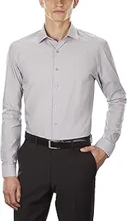 [Kenneth Cole] Men's Unlisted Slim Fit Stripe Spread Collar Dress Shirt