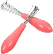 EPIGEIST 2pcs Comb Cleaning Claws Hair Brush Cleaner Tool Wooden Handle Hair Comb Cleaner Lint Remover for Home Salon Random Color