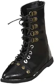 Oshhni 1/3 Boy Doll Shoes Knight Riding Boots Boot DIY Gift Stylish PU Outfit Black with Lacing and Zipper Lace up Motorcycle Boots