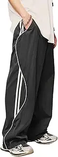 [PUKUPE] Baggy Parachute Pants Y2k Track Pants Vintage Striped Cargo Sweatpants Unisex Casual Joggers