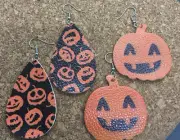 4 PC 3" Teardrop Double-Sided Halloween Leather Earring Set New Free Ship 3470