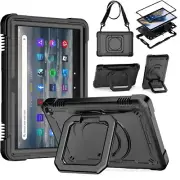 For Amazon Fire Max 11" HD 8" Fire 7" Case Rotating Carry Cover + Shoulder Strap