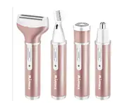 Epilator Electric Shaver Set Cordless Waterproof 4 in 1 Shaver Electric Razor Including Wet Dry Electronic Hair Removal Shaver-Gold