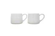 2pc Mikasa Farmhouse 'Love You' Stoneware Drinking Mugs Cups, 380ml, White