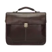 Retro Cowhide Leather Briefcase for 15.6 Laptop - Multifunctional - Coffee
