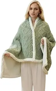 CLSSLVVBN Lap Blanket Poncho Wrap Shawl Blanket for Women in Office Small Blanket Plush Multifunction Wearable Blanket, C